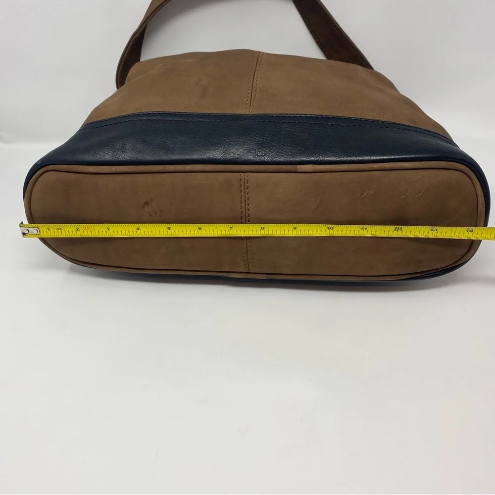Brown Suede Shoulder Hobo Bag with Dark Trim